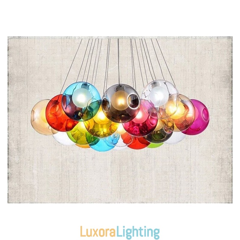 Creative The Nordic Color Restoring Ancient Ways Goldfish Bowl Glass Creative Droplight Lamp Light (If you order multiple glass balls it will come with one pendant fixed) (Please select the Quantity and Colour of the glass ball below)