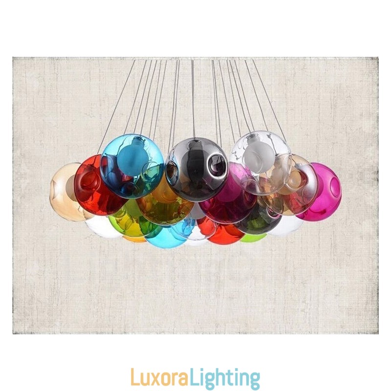 Creative The Nordic Color Restoring Ancient Ways Goldfish Bowl Glass Creative Droplight Lamp Light (If you order multiple glass balls it will come with one pendant fixed) (Please select the Quantity and Colour of the glass ball below)