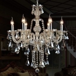 Designer Touch Decorative Retro Vintage Cognac Color K9 Crystal Modern Chandelier with 6 Lights