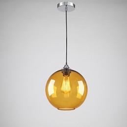 Designer Touch Decorative Modern Glass Pendant Light in Round amber Bubble Design Glass Shade