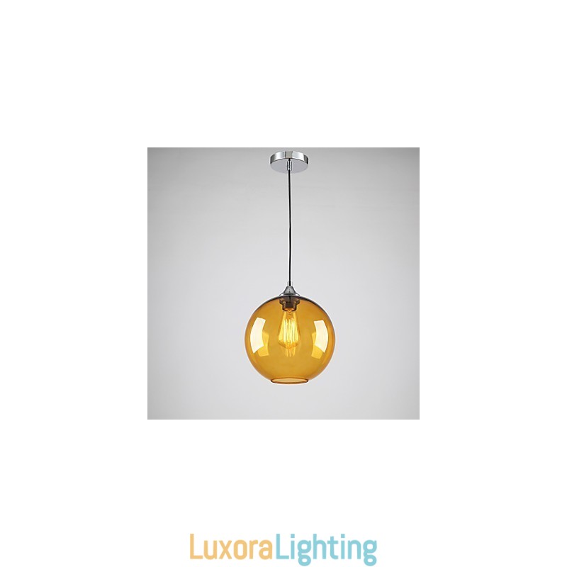 Designer Touch Decorative Modern Glass Pendant Light in Round amber Bubble Design Glass Shade