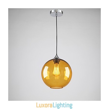 Designer Touch Decorative Modern Glass Pendant Light in Round amber Bubble Design Glass Shade