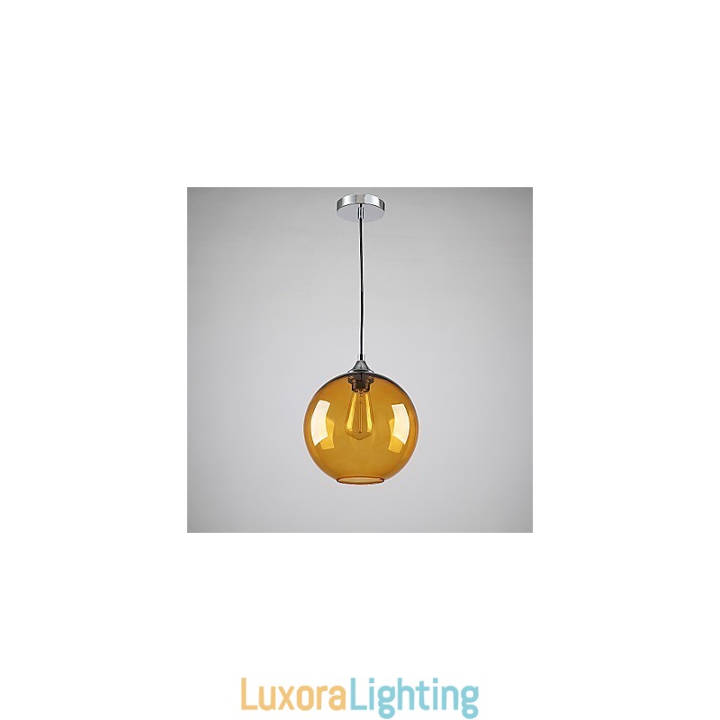 Designer Touch Decorative Modern Glass Pendant Light in Round amber Bubble Design Glass Shade