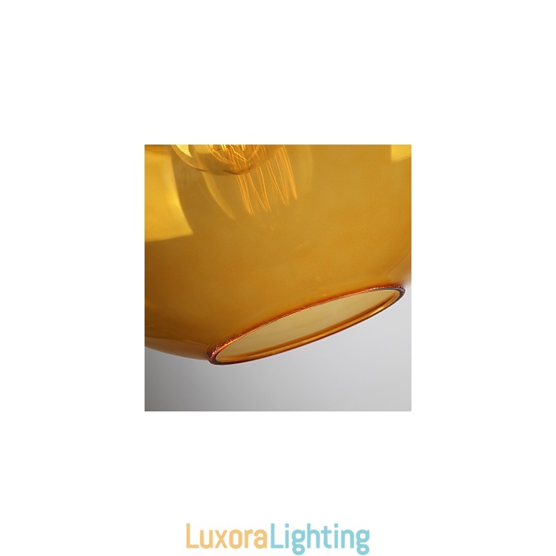 Designer Touch Decorative Modern Glass Pendant Light in Round amber Bubble Design Glass Shade