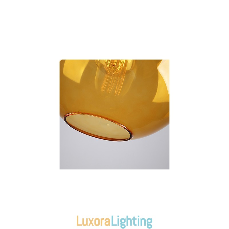 Designer Touch Decorative Modern Glass Pendant Light in Round amber Bubble Design Glass Shade