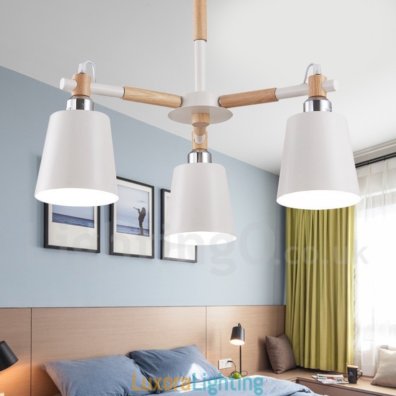 Designer Touch Decorative 3 Light Modern Contemporary Wood Chandelier Light