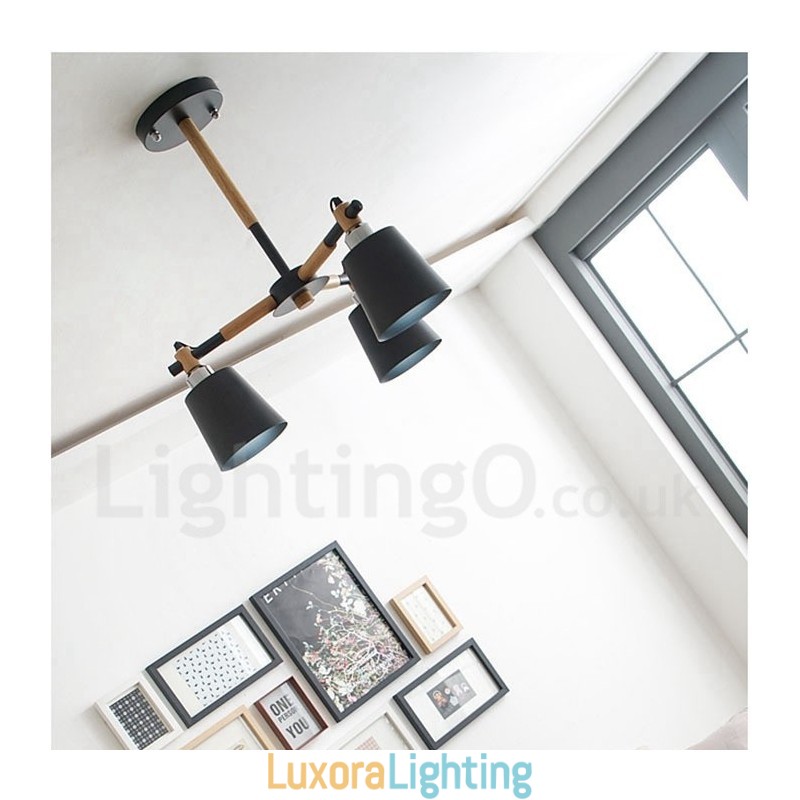 Designer Touch Decorative 3 Light Modern Contemporary Wood Chandelier Light