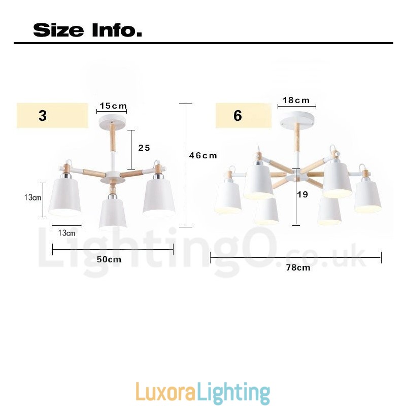 Designer Touch Decorative 3 Light Modern Contemporary Wood Chandelier Light