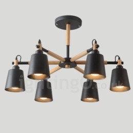 Designer Touch Decorative Modern Contemporary Wood 6 Light Chandelier Lamp