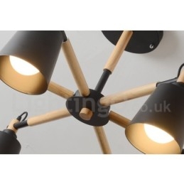 Designer Touch Decorative Modern Contemporary Wood 6 Light Chandelier Lamp