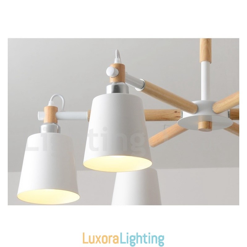 Designer Touch Decorative Modern Contemporary Wood 6 Light Chandelier Lamp