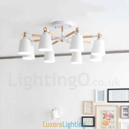 Designer Touch Decorative 8 Light Modern Contemporary Wood Chandelier