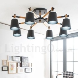 Designer Touch Decorative 8 Light Modern Contemporary Wood Chandelier