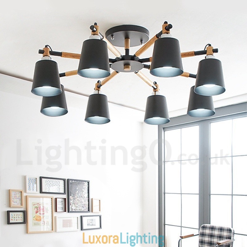 Designer Touch Decorative 8 Light Modern Contemporary Wood Chandelier