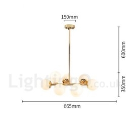 Designer Touch Decorative 8 Light Modern Contemporary Chandelier with Glass Shade Light