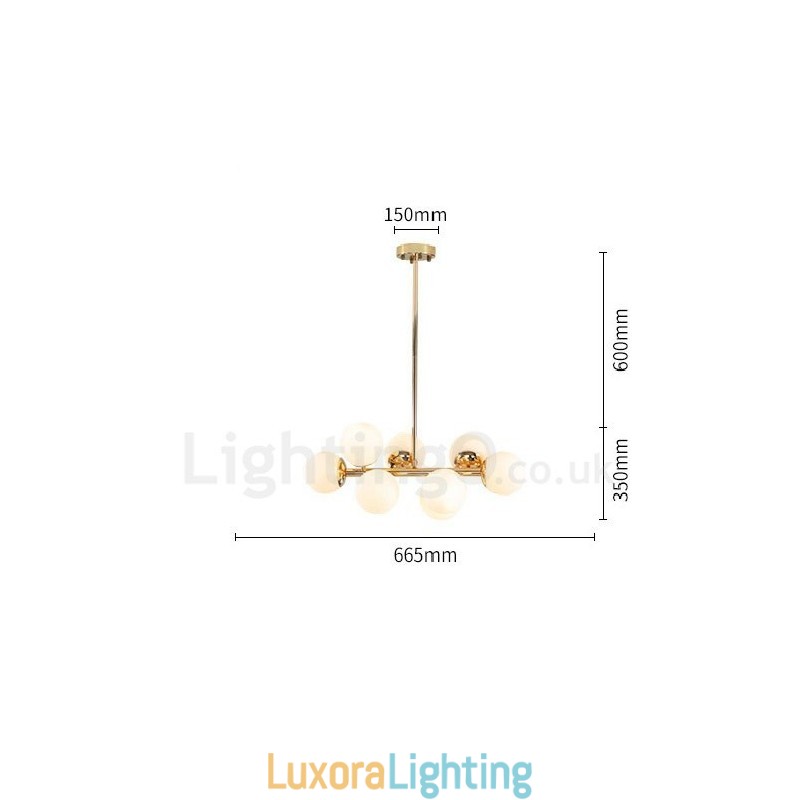 Designer Touch Decorative 8 Light Modern Contemporary Chandelier with Glass Shade Light