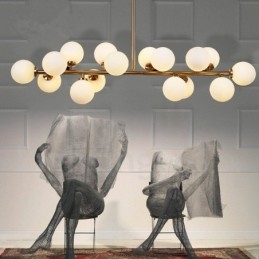 Designer Touch Decorative Modern Contemporary 16 Light Chandelier with Glass Shade and Lamp