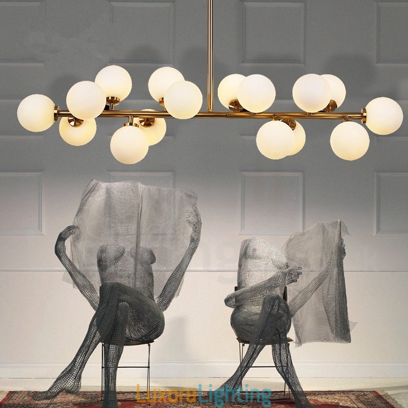 Designer Touch Decorative Modern Contemporary 16 Light Chandelier with Glass Shade and Lamp