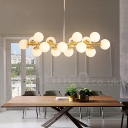 Designer Touch Decorative Modern Contemporary 16 Light Chandelier with Glass Shade and Lamp