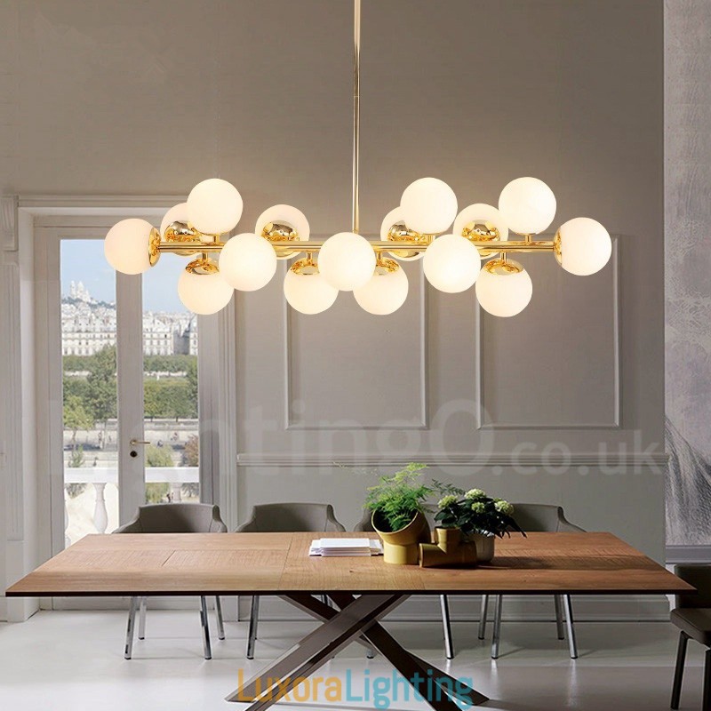 Designer Touch Decorative Modern Contemporary 16 Light Chandelier with Glass Shade and Lamp