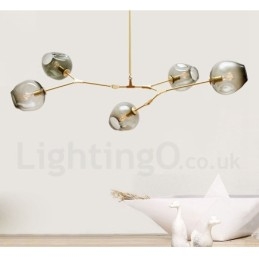 Designer Touch Decorative Modern Contemporary 5 Light Chandelier with Glass Shade Lamp