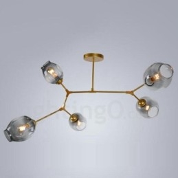 Designer Touch Decorative Modern Contemporary 5 Light Chandelier with Glass Shade Lamp