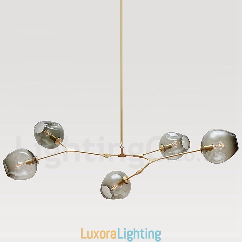 Designer Touch Decorative Modern Contemporary 5 Light Chandelier with Glass Shade Lamp