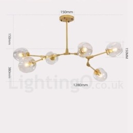 Designer Touch Decorative 6 Light Modern Contemporary Chandelier with Clear Glass Shade & Light