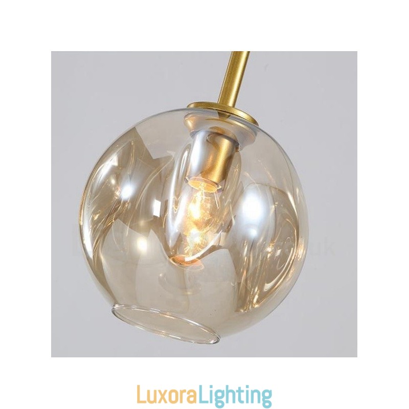 Designer Touch Decorative Modern Contemporary 7 Light Chandelier with Clear Glass Shade & Lamp