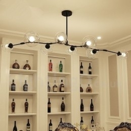 Designer Touch Decorative 8 Light Modern Contemporary Chandelier with Clear Glass Shade & Lamp (Black Golden)