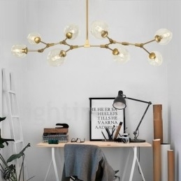 Designer Touch Decorative 8 Light Modern Contemporary Chandelier with Clear Glass Shade & Lamp (Black Golden)