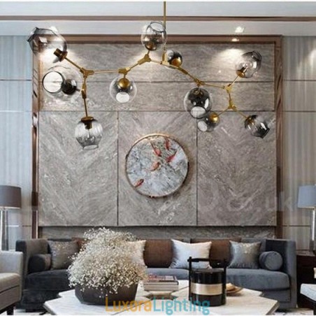 Designer Touch Decorative 10 Light Golden Chandelier with Glass Shade Modern Contemporary Style Light