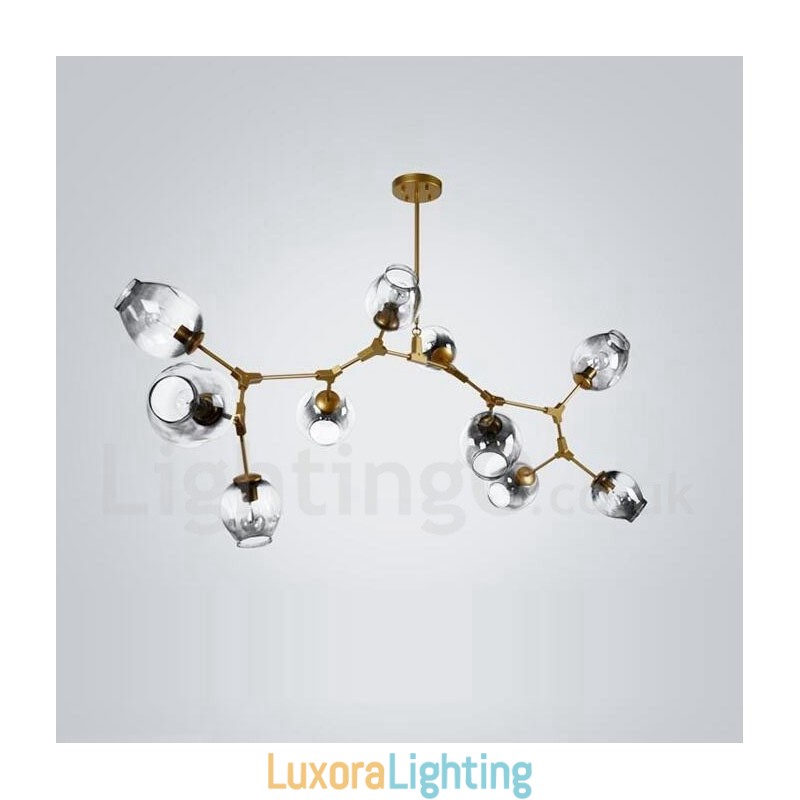 Designer Touch Decorative 10 Light Golden Chandelier with Glass Shade Modern Contemporary Style Light