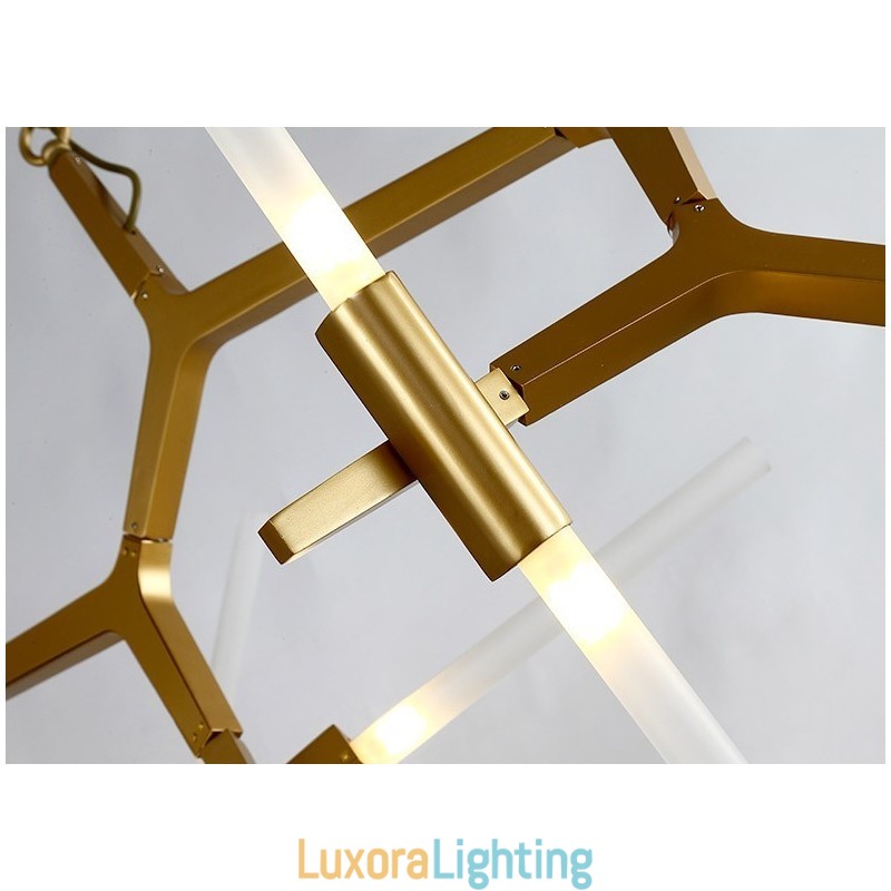 Designer Touch Decorative 6 Light Modern Contemporary 2 Tier Chandelier Light (Black Golden)