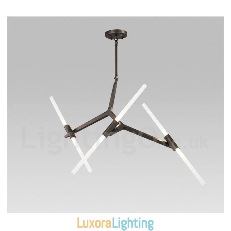 Designer Touch Decorative 6 Light Modern Contemporary 2 Tier Chandelier Light (Black Golden)