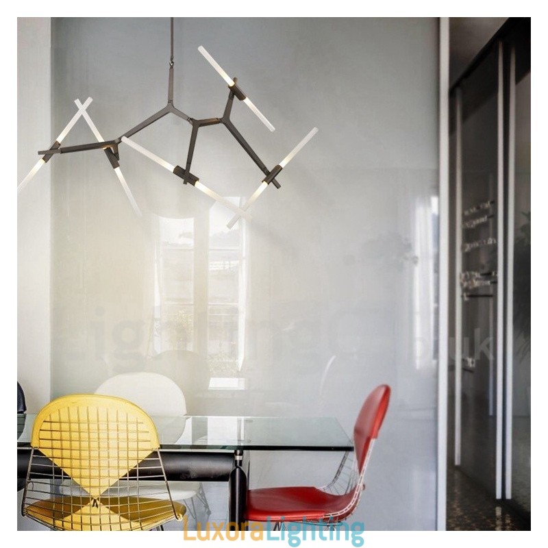 Designer Touch Decorative 10 Light Modern Contemporary Chandelier Light (Black Golden)