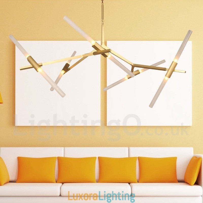 Designer Touch Decorative 10 Light Modern Contemporary Chandelier Light (Black Golden)