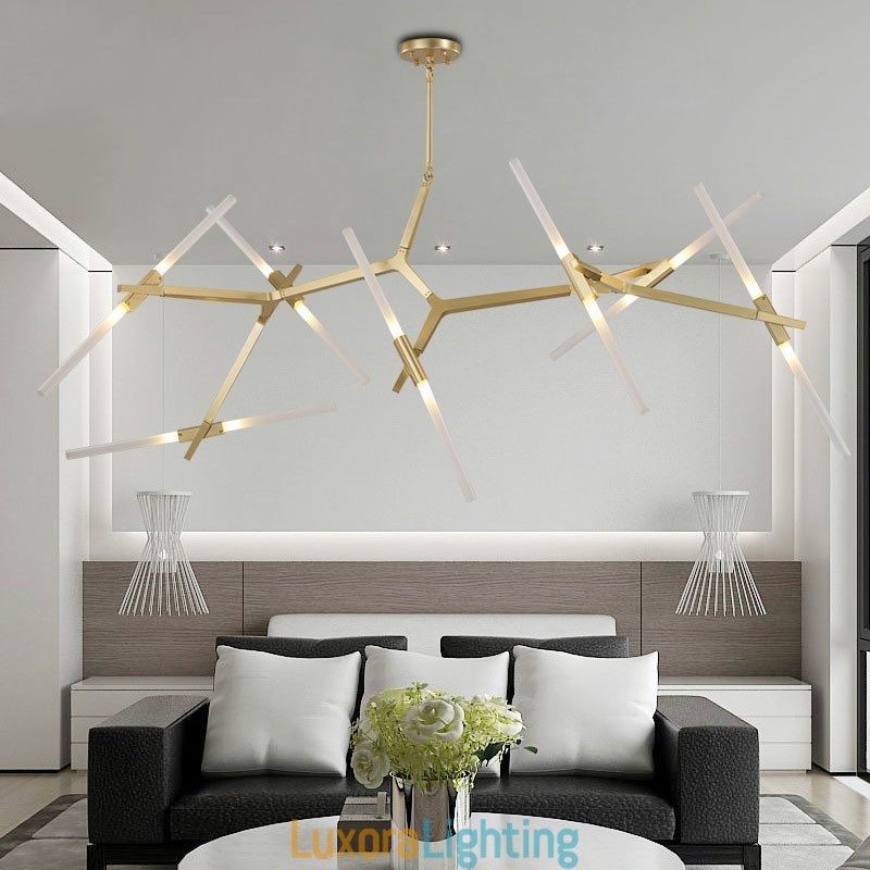 Designer Touch Decorative 14 Light Modern Contemporary Chandelier Light (Black Golden)