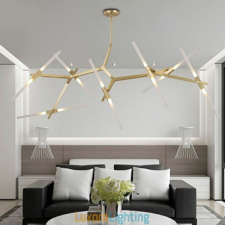 Designer Touch Decorative 14 Light Modern Contemporary Chandelier Light (Black Golden)