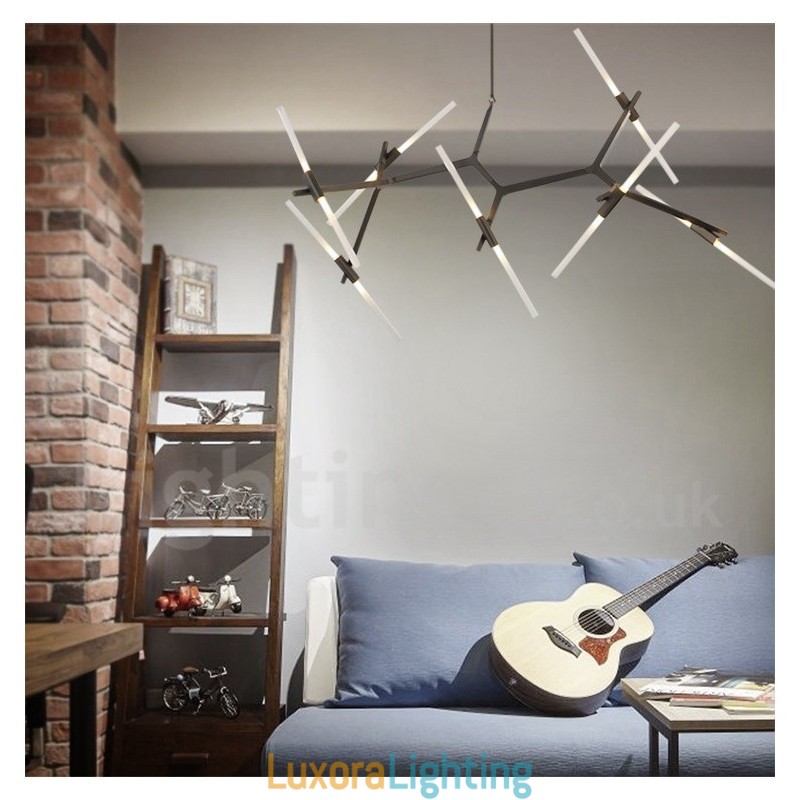 Designer Touch Decorative 14 Light Modern Contemporary Chandelier Light (Black Golden)