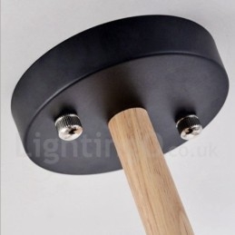 Designer Touch Decorative Modern Contemporary 6 Light Single Tier Wood Chandelier with Drum Fabric (Black White)