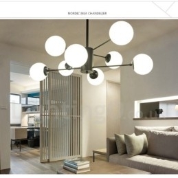 Designer Touch Decorative Black 8 Light Modern Contemporary 2 Tier Metal Chandelier with Glass Shade