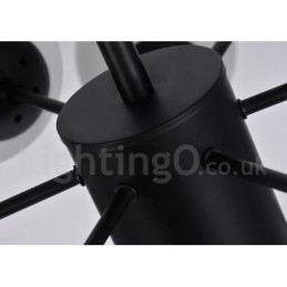 Designer Touch Decorative Black 8 Light Modern Contemporary 2 Tier Metal Chandelier with Glass Shade