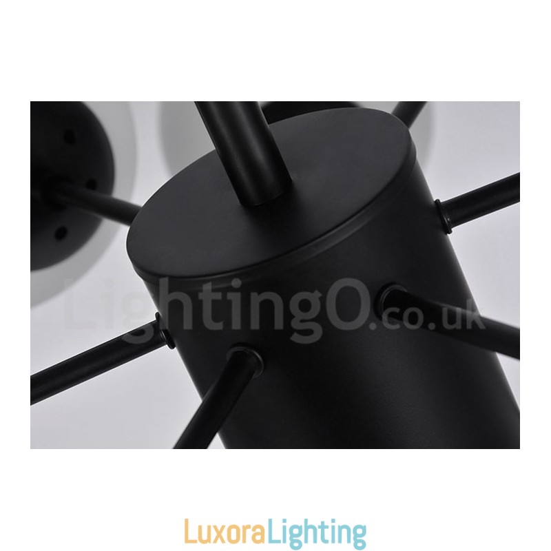 Designer Touch Decorative Black 12 Light 2 Tier Metal Chandelier with Glass Shade Modern Contemporary Style