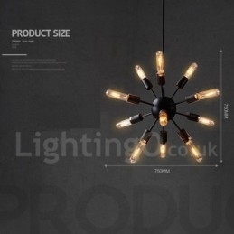 Designer Touch Decorative 12 Light Retro Vintage Sputnik Chandelier