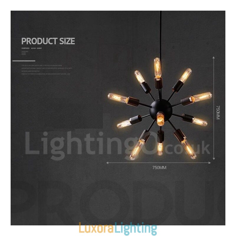 Designer Touch Decorative 12 Light Retro Vintage Sputnik Chandelier
