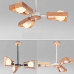 Designer Touch Decorative Wood Single Tier 3 Light Chandelier Lamp Modern Contemporary Style