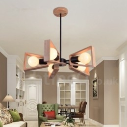 Designer Touch Decorative Wood Single Tier 5 Light Chandelier Lamp Modern Contemporary Style
