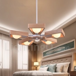 Designer Touch Decorative Wood Single Tier 5 Light Chandelier Lamp Modern Contemporary Style