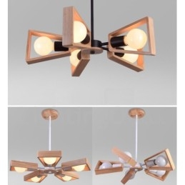 Designer Touch Decorative Wood Single Tier 5 Light Chandelier Lamp Modern Contemporary Style